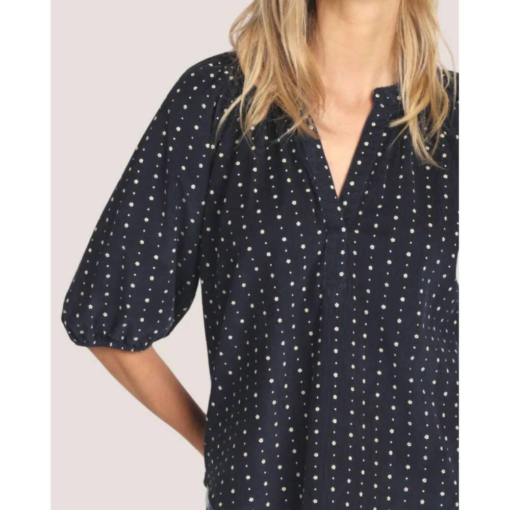 dylan Navy Blue Polka Dot Peasant Blouse - Picture 2 of 2